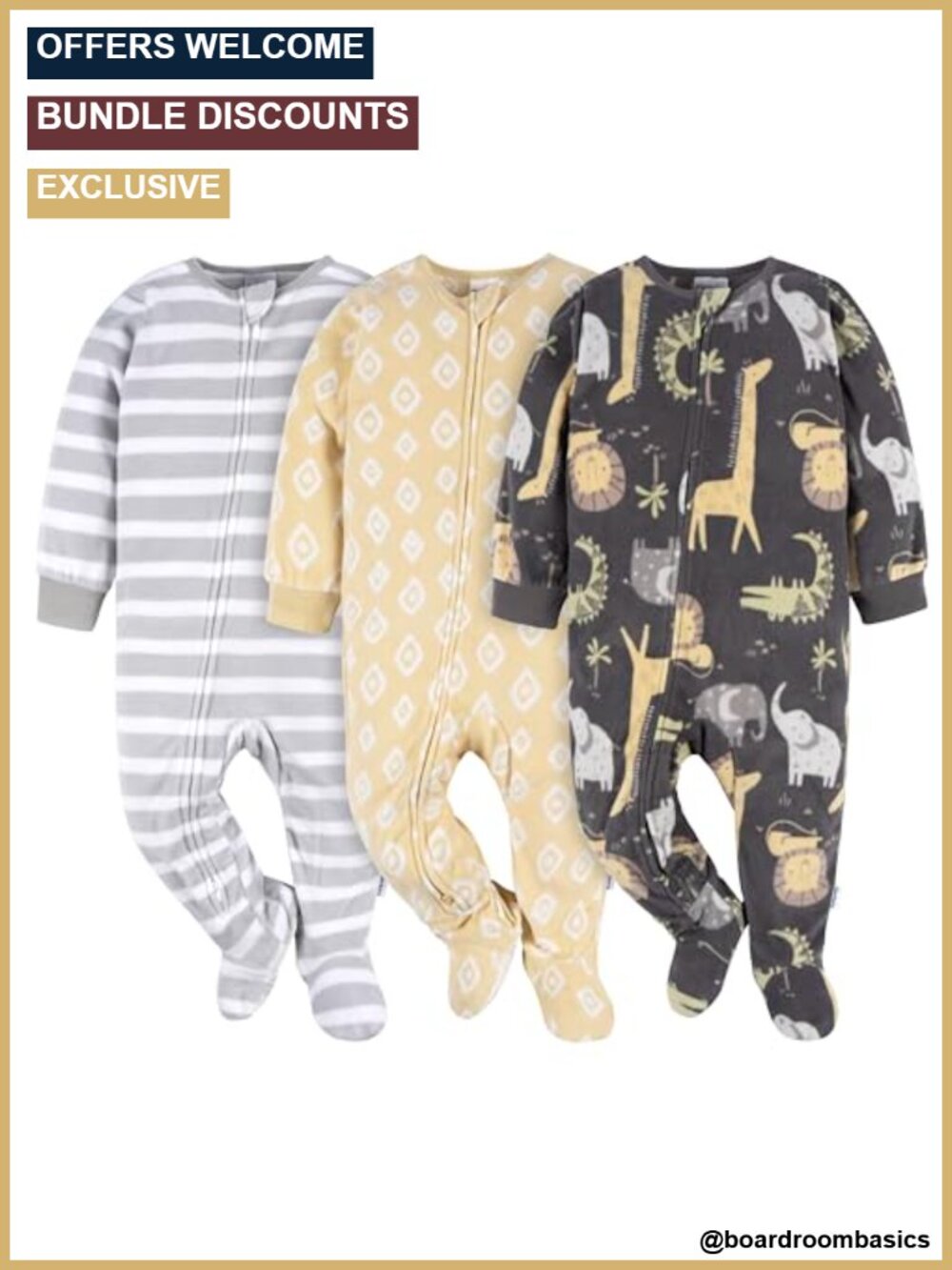 Gerber 3-Pack Fleece Footed Pajamas Blanket Sleepers